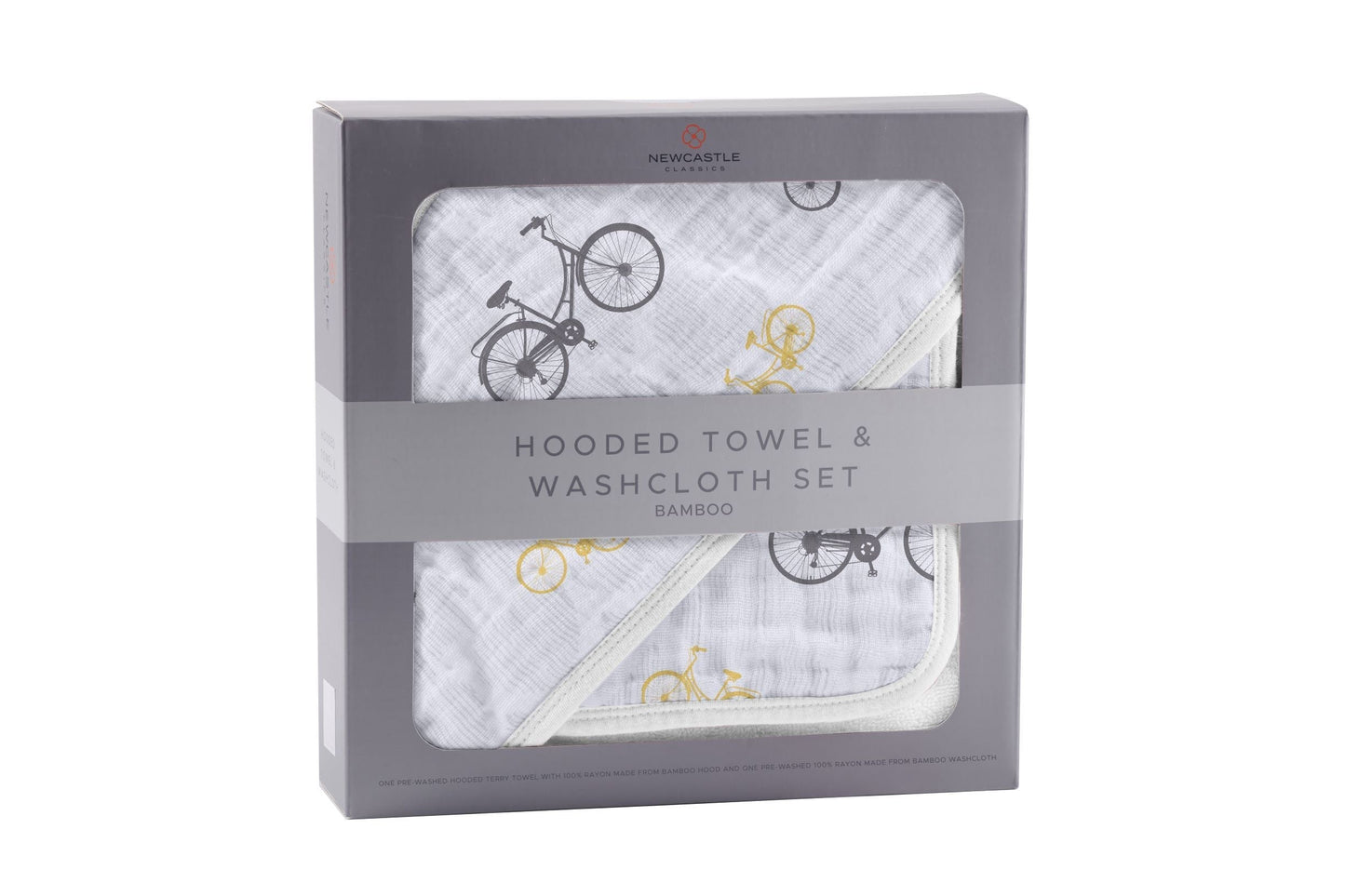 Vintage Bicycle Bamboo Muslin Hooded Towel and Washcloth Set