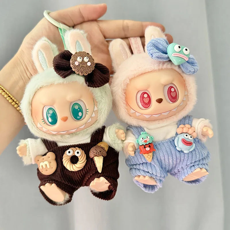 17cm labubu clothes outfit Plush doll clothes sweet tube big mouth