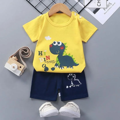 Fashion Kids Clothes Boys Girls Sets Top Shorts 2PCS 100% Cotton Soft