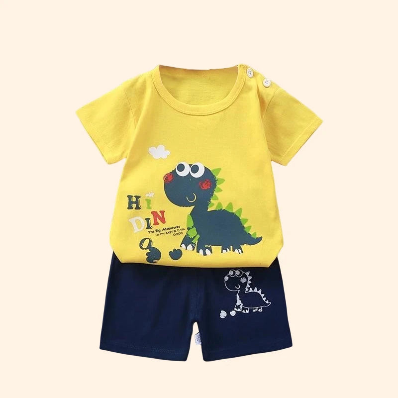 Fashion Kids Clothes Boys Girls Sets Top Shorts 2PCS 100% Cotton Soft