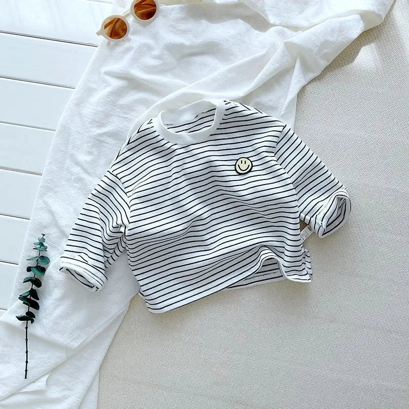 Striped Cute Baby Long Sleeved T-shirt Children Clothes Tops Boy's