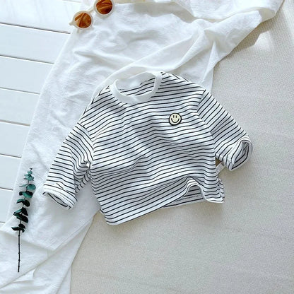 Striped Cute Baby Long Sleeved T-shirt Children Clothes Tops Boy's