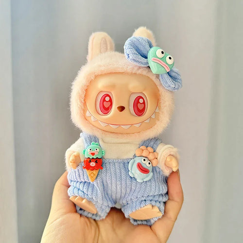 17cm labubu clothes outfit Plush doll clothes sweet tube big mouth