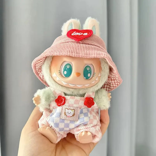 17cm labubu clothes outfit Plush doll clothes sweet tube big mouth