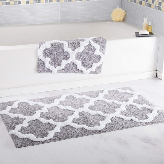 Bedford Home 67A-78478 100 Percent Cotton 2 Piece Trellis Bathroom Mat