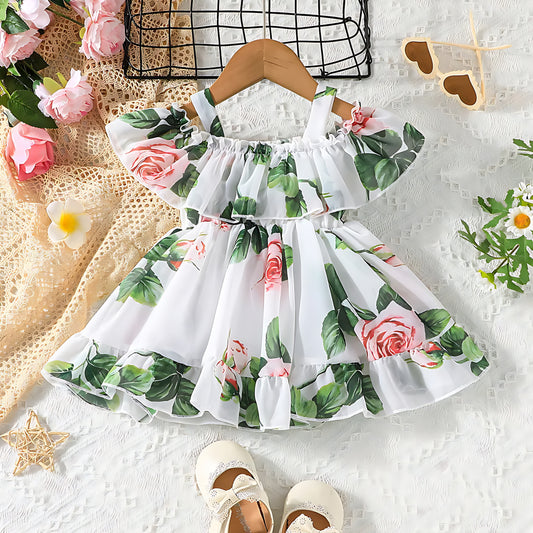 Girl's Floral Printed Frock Dress for Girls Short Dresses 1-2-YEARS