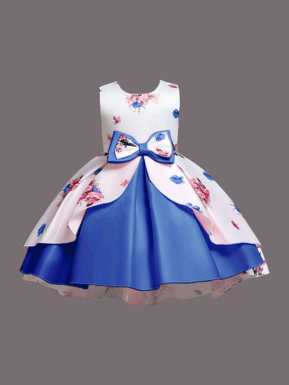 Girl's Satin Floral Printed Frock 6-7-YEAR