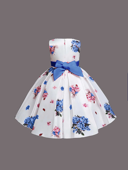 Girl's Satin Floral Printed Frock 6-7-YEAR