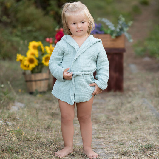 OrganicEra Muslin Bathrobe,Aqua