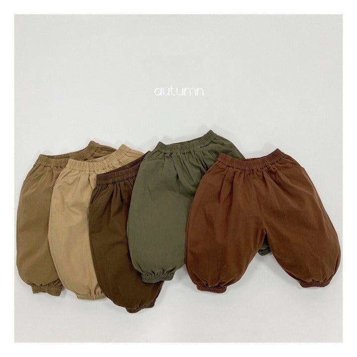 Baby Solid Color Basic Style Loose Comfy And Unisex Pants