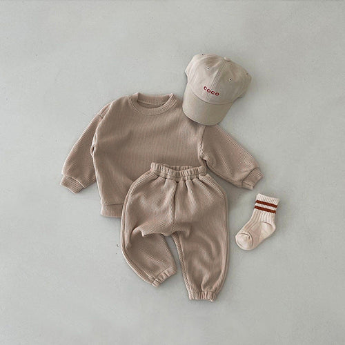 Baby Solid Color Long Sleeve Simple Style Hoodie Sets