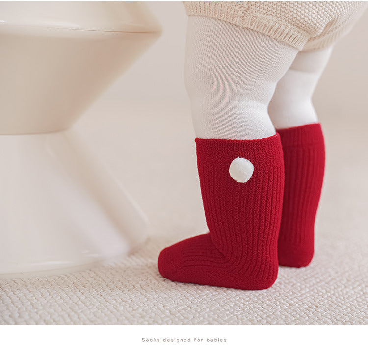 Warm Boneless Children’s Fleece-lined Socks for Autumn and Winter,