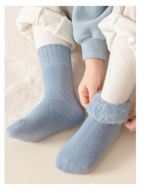 Winter/Autumn Candy-Colored Mid-Calf Socks in Combed Cotton for Warmth