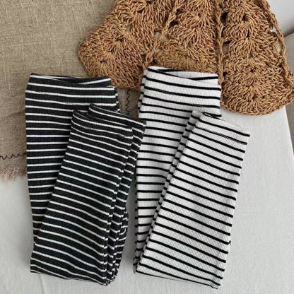 Baby Girl Striped Pattern Elastic Tight Knit Pants