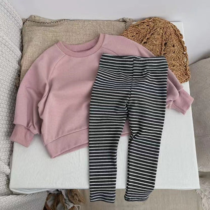 Baby Girl Striped Pattern Elastic Tight Knit Pants