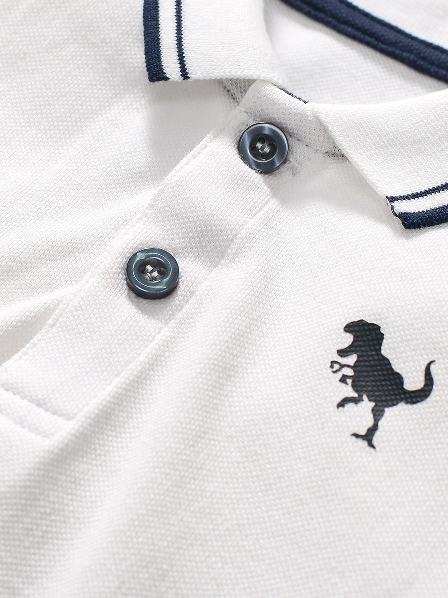 New Arrival Kids Boys Dinosaur Logo Short Sleeves Polo Shirt