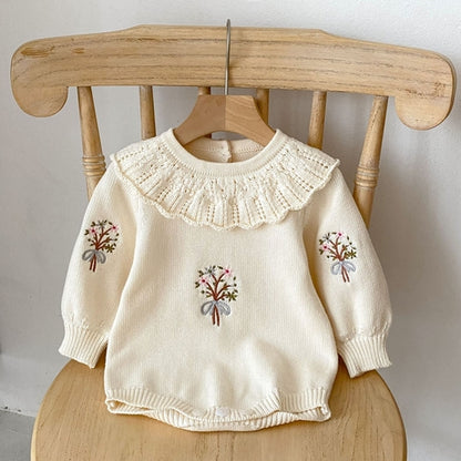 Autumn Embroidered Pattern Knitted Onesies