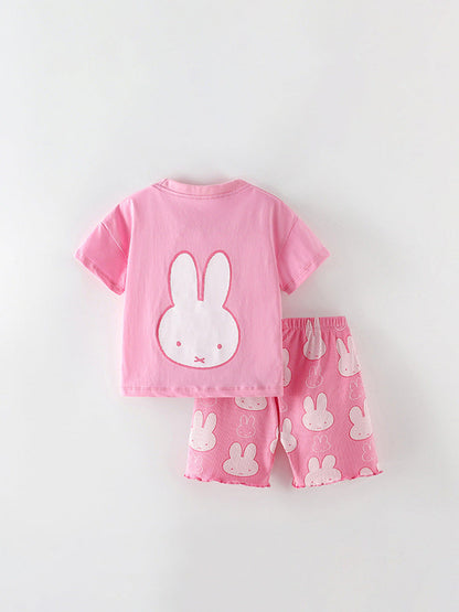 Arrival Summer Baby Kids Girls Cartoon Rabbits Pattern T-shirt and