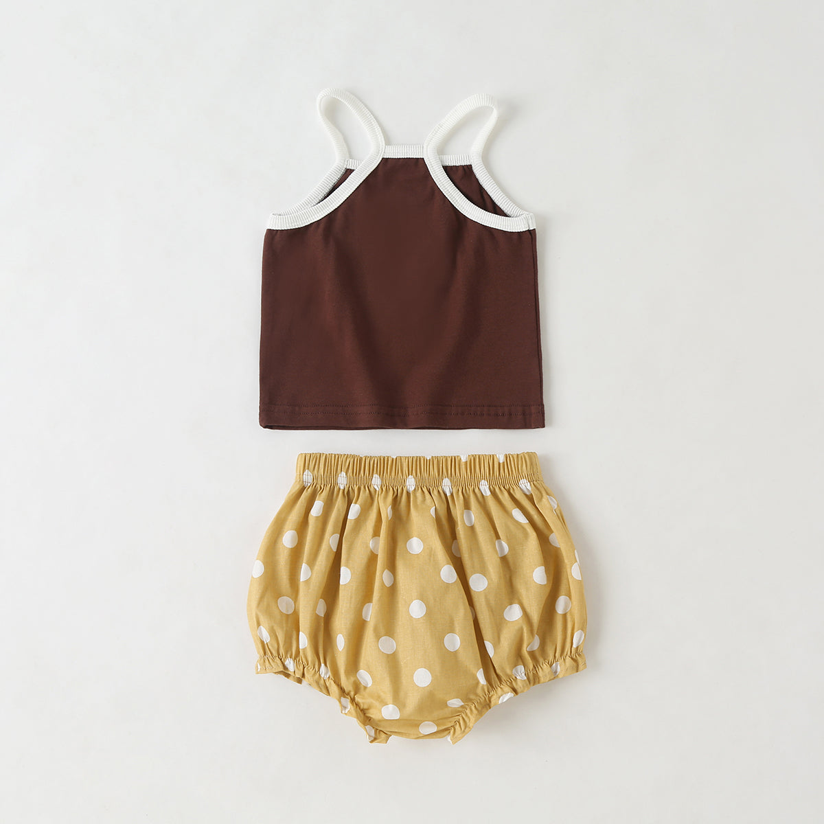 Baby Girl Slogan Pattern Sling Tops Combo Polka Dot Graphic Triangle