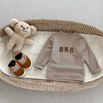 Arrival Autumn Baby Unisex Long Sleeves Striped Teddy Top Shirt and