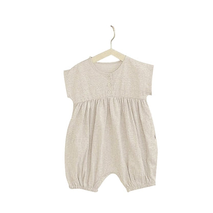 Baby Solid Color Casual Short Sleeve Rompers