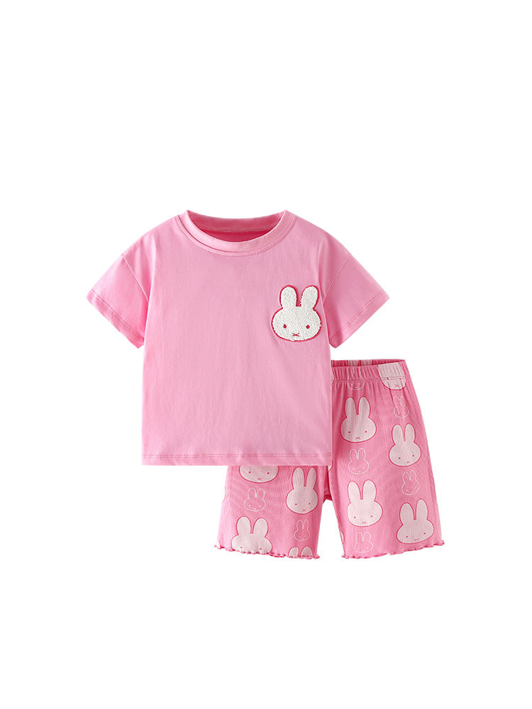 Arrival Summer Baby Kids Girls Cartoon Rabbits Pattern T-shirt and