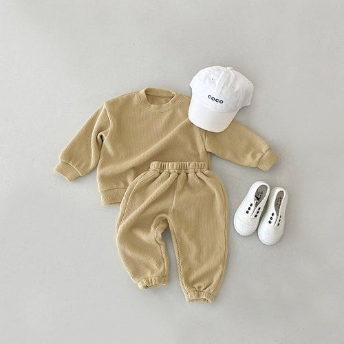 Baby Solid Color Long Sleeve Simple Style Hoodie Sets