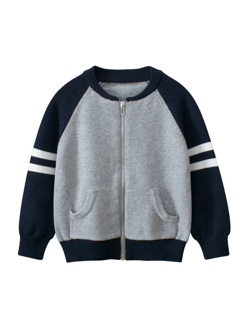 Spring European and American Style Boys’ Outerwear: Striped Long