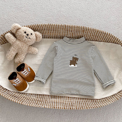 Arrival Autumn Baby Unisex Long Sleeves Striped Teddy Top Shirt and