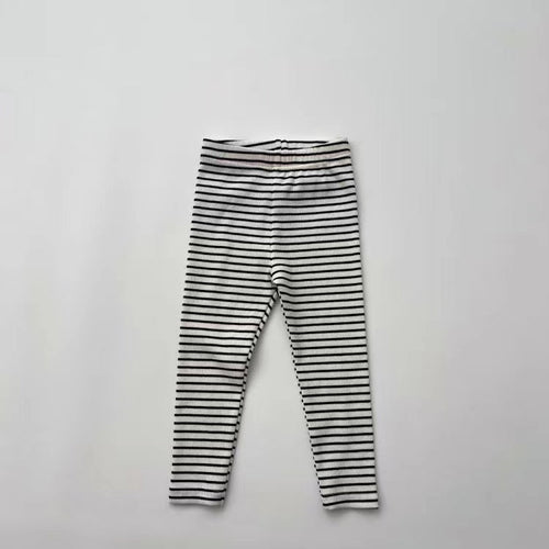 Baby Girl Striped Pattern Elastic Tight Knit Pants