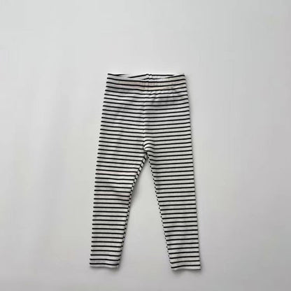 Baby Girl Striped Pattern Elastic Tight Knit Pants