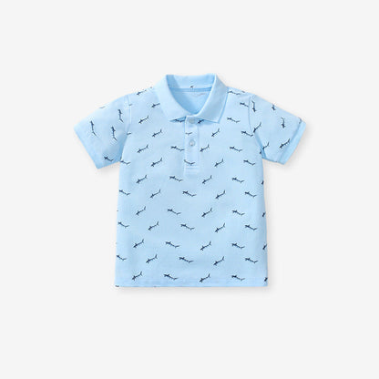 Baby Kids Boys Fish Print Short Sleeves Polo Shirt