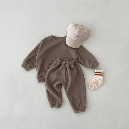 Baby Solid Color Long Sleeve Simple Style Hoodie Sets