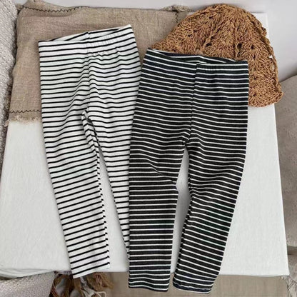 Baby Girl Striped Pattern Elastic Tight Knit Pants