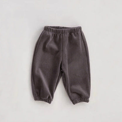 Baby Solid Color Fleece Thermal Lantern Pants In Autumn Winter