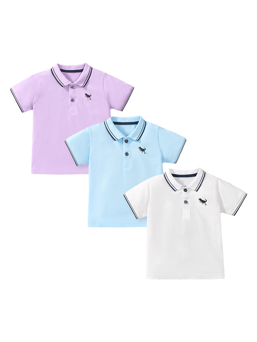 New Arrival Kids Boys Dinosaur Logo Short Sleeves Polo Shirt