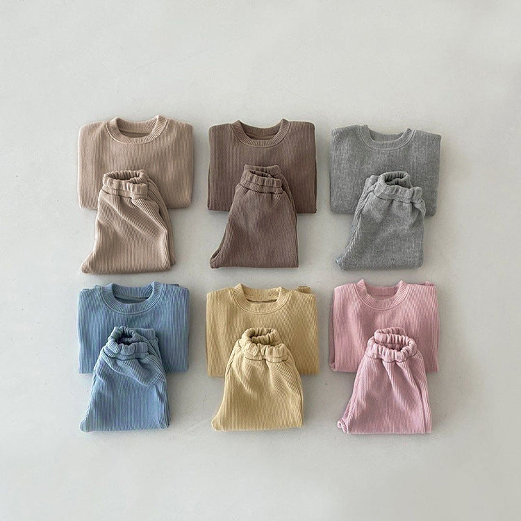 Baby Solid Color Long Sleeve Simple Style Hoodie Sets