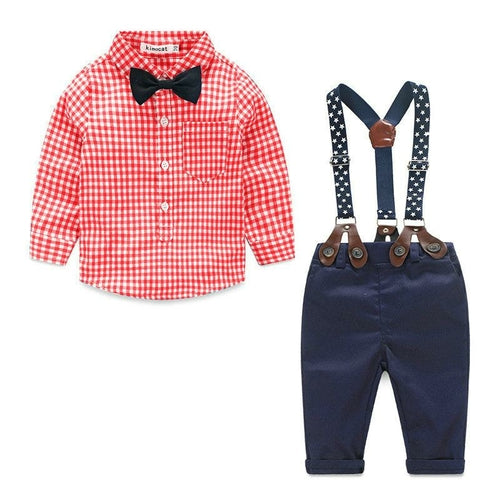 Baby Boys Gentleman Clothing Sets Spring Autumn Infant Boys Plaid